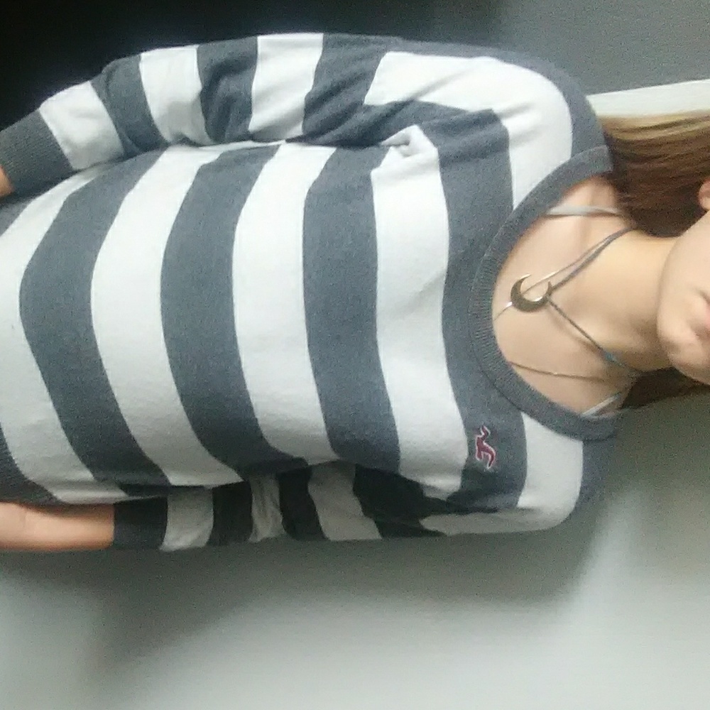 Grey and White Hollister Shirt
